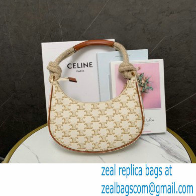 Celine Medium Strap Ava Bag with Rope in Triomphe Canvas and Calfskin White 2022