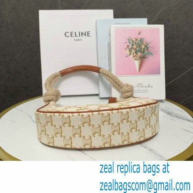 Celine Medium Strap Ava Bag with Rope in Triomphe Canvas and Calfskin White 2022