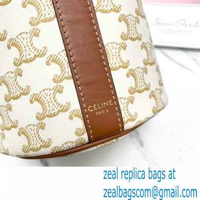 Celine Small Drawstring bag in Triomphe Canvas and Calfskin White 2022 - Click Image to Close