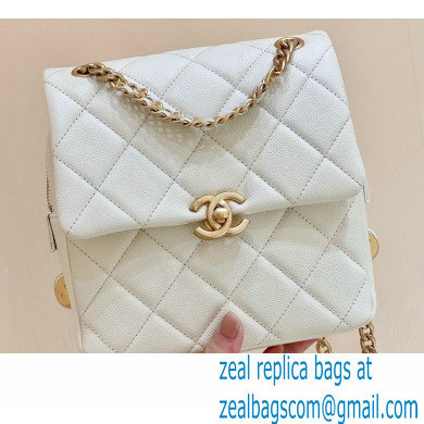 Chanel Backpack Bag with Chain AS3108 in Original Quality Grained Calfskin White 2022