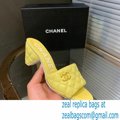 Chanel Heel 5cm CC Logo Lambskin Mules G38820 Yellow 2022