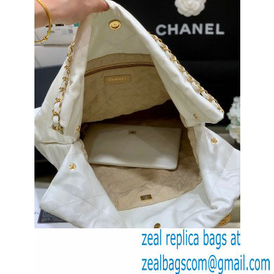 Chanel Shiny Calfskin CHANEL 22 Large Handbag AS3262 in Original Quality White/Gold 2022