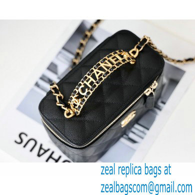 Chanel Vanity Case Bag with Chain Handle AP2805 in Original Quality Grained Calfskin Black 2022
