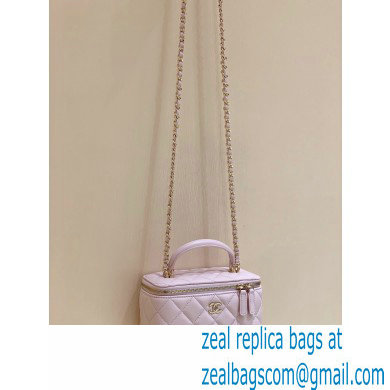 Chanel Vanity Case Bag with Chain Top Handle AP2199 in Original Quality Lambskin Cherry Pink 2022