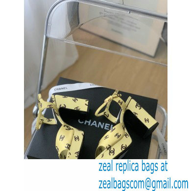 Chanel heel 10.5cm Logo Printed Lambskin Sandals G38958 Beige 2022