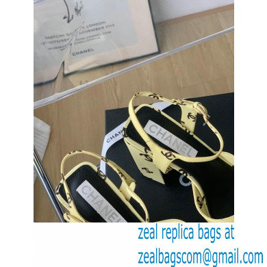 Chanel heel 10.5cm Logo Printed Lambskin Sandals G38958 Beige 2022