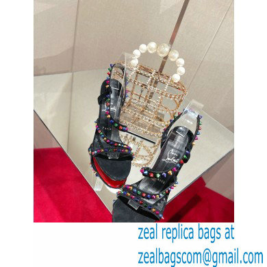 Christian Louboutin Heel 10cm Spikita Strap Sandals Black/Multicolor 2022 - Click Image to Close