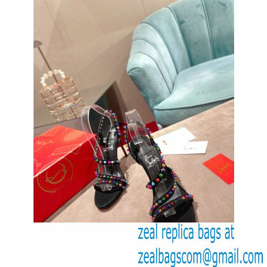 Christian Louboutin Heel 10cm Spikita Strap Sandals Black/Multicolor 2022 - Click Image to Close
