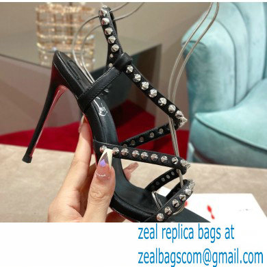 Christian Louboutin Heel 10cm Spikita Strap Sandals Black/Silver 2022