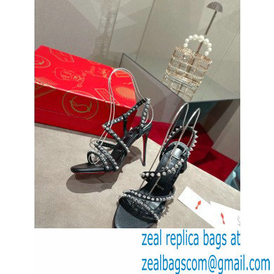 Christian Louboutin Heel 10cm Spikita Strap Sandals Black/Silver 2022