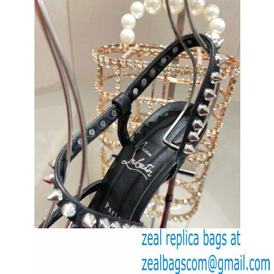 Christian Louboutin Heel 10cm Spikita Strap Sandals Black/Silver 2022 - Click Image to Close