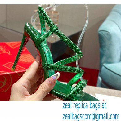 Christian Louboutin Heel 10cm Spikita Strap Sandals Green 2022 - Click Image to Close