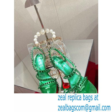 Christian Louboutin Heel 10cm Spikita Strap Sandals Green 2022 - Click Image to Close