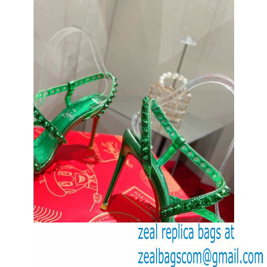 Christian Louboutin Heel 10cm Spikita Strap Sandals Green 2022 - Click Image to Close