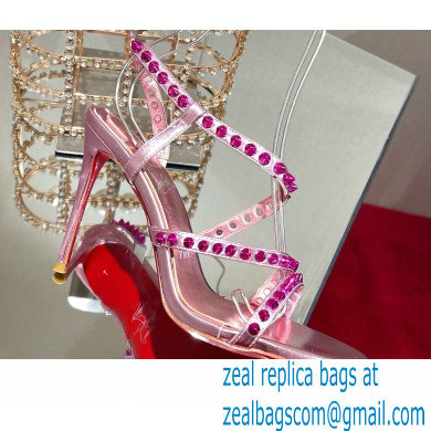 Christian Louboutin Heel 10cm Spikita Strap Sandals Pink 2022 - Click Image to Close