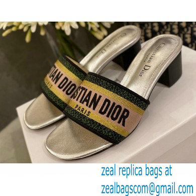 Dior Heel 4.5cm Embroidered Cotton Dway Slides 03 2022 - Click Image to Close