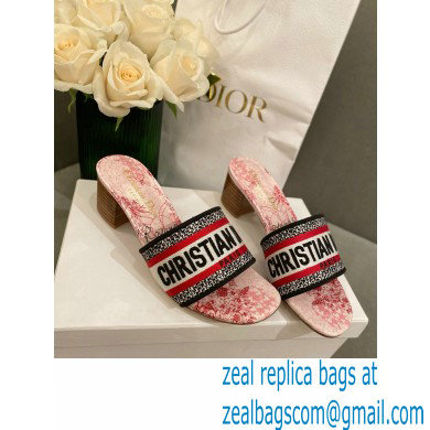 Dior Heel 4.5cm Embroidered Cotton Dway Slides 04 2022