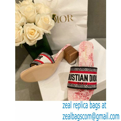 Dior Heel 4.5cm Embroidered Cotton Dway Slides 04 2022