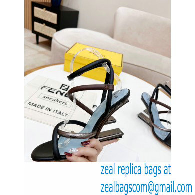 Fendi First Nappa Leather Cross-over Bands And Ankle Strap High-heeled Sandals Black 2022