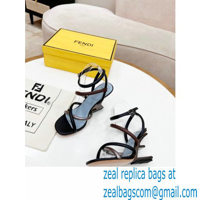 Fendi First Nappa Leather Cross-over Bands And Ankle Strap High-heeled Sandals Black 2022 - Click Image to Close