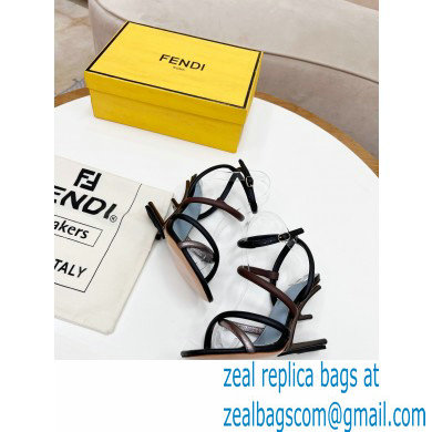 Fendi First Nappa Leather Cross-over Bands And Ankle Strap High-heeled Sandals Black 2022 - Click Image to Close