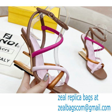 Fendi First Nappa Leather Cross-over Bands And Ankle Strap High-heeled Sandals Brown 2022