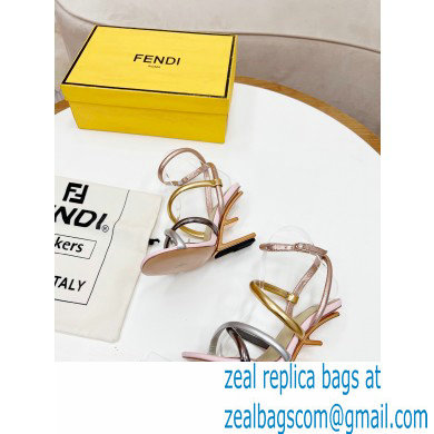 Fendi First Nappa Leather Cross-over Bands And Ankle Strap High-heeled Sandals Pink 2022 - Click Image to Close
