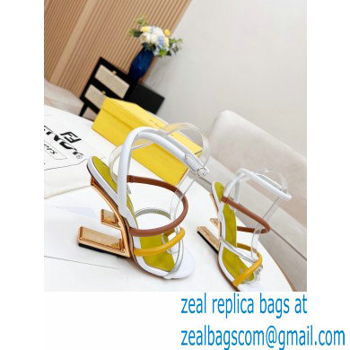 Fendi First Nappa Leather Cross-over Bands And Ankle Strap High-heeled Sandals White 2022