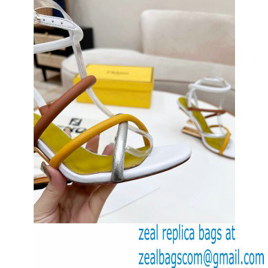 Fendi First Nappa Leather Cross-over Bands And Ankle Strap High-heeled Sandals White 2022