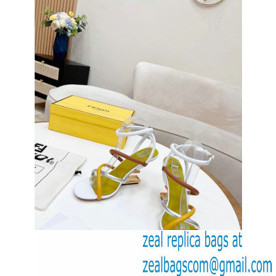 Fendi First Nappa Leather Cross-over Bands And Ankle Strap High-heeled Sandals White 2022