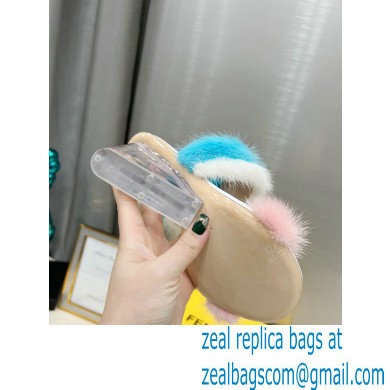 Fendi First mink High-heeled Sandals Pink/Blue 2022 - Click Image to Close