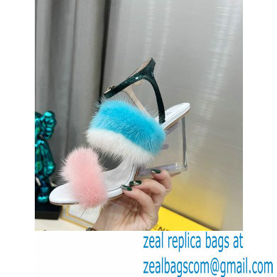 Fendi First mink High-heeled Sandals Pink/Blue 2022