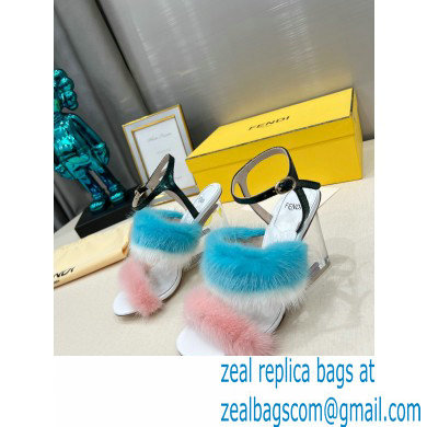 Fendi First mink High-heeled Sandals Pink/Blue 2022