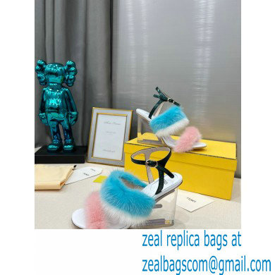 Fendi First mink High-heeled Sandals Pink/Blue 2022