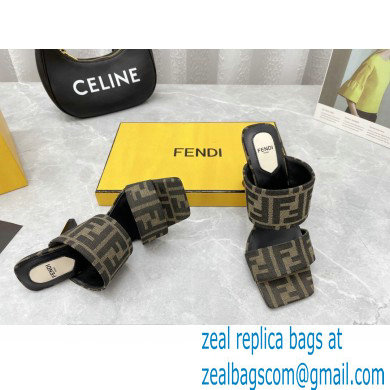 Fendi Heel 10cm FF Fabric Sandals 2022 - Click Image to Close