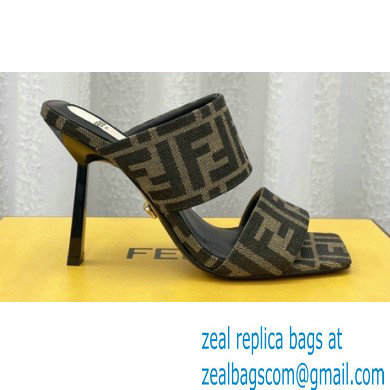 Fendi Heel 10cm FF Fabric Sandals 2022 - Click Image to Close
