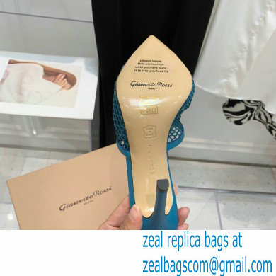 Gianvito Rossi Heel 10.5cm Alisa Mules Blue 2022 - Click Image to Close