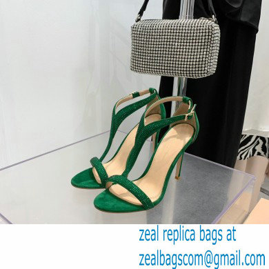 Gianvito Rossi Heel 10.5cm Eiko Stiletto Leather Sandals Crystals Green 2022