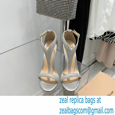 Gianvito Rossi Heel 10.5cm Eiko Stiletto Leather Sandals Crystals Metallic Silver 2022