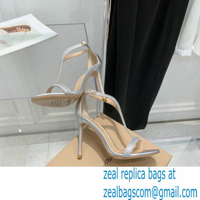 Gianvito Rossi Heel 10.5cm Eiko Stiletto Leather Sandals Crystals Metallic Silver 2022 - Click Image to Close