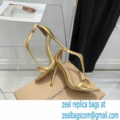 Gianvito Rossi Heel 10.5cm Eiko Stiletto Leather Sandals Metallic Gold 2022