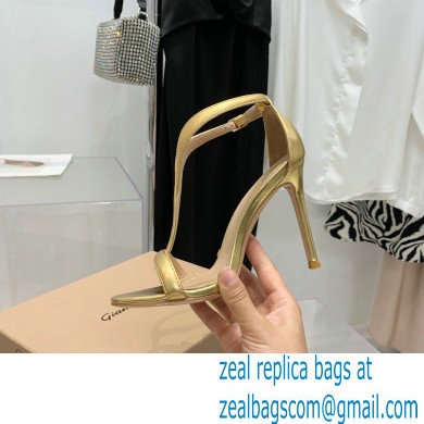 Gianvito Rossi Heel 10.5cm Eiko Stiletto Leather Sandals Metallic Gold 2022 - Click Image to Close