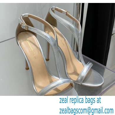 Gianvito Rossi Heel 10.5cm Eiko Stiletto Leather Sandals Metallic Silver 2022 - Click Image to Close