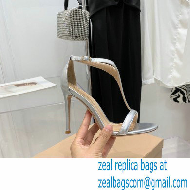 Gianvito Rossi Heel 10.5cm Eiko Stiletto Leather Sandals Metallic Silver 2022 - Click Image to Close