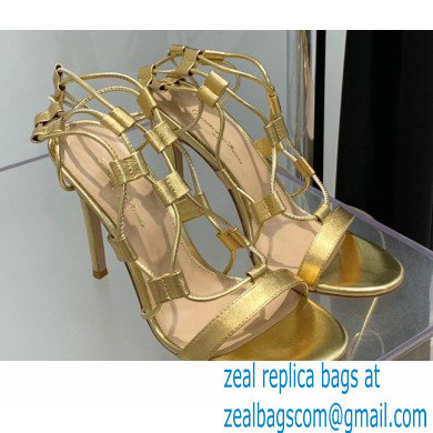 Gianvito Rossi Heel 10.5cm Giza Leather Sandals Metallic Gold 2022