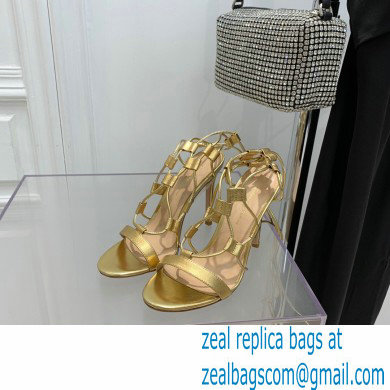 Gianvito Rossi Heel 10.5cm Giza Leather Sandals Metallic Gold 2022