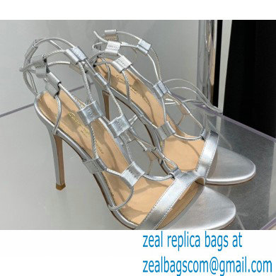 Gianvito Rossi Heel 10.5cm Giza Leather Sandals Metallic Silver 2022