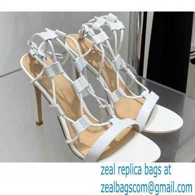 Gianvito Rossi Heel 10.5cm Giza Leather Sandals White 2022 - Click Image to Close