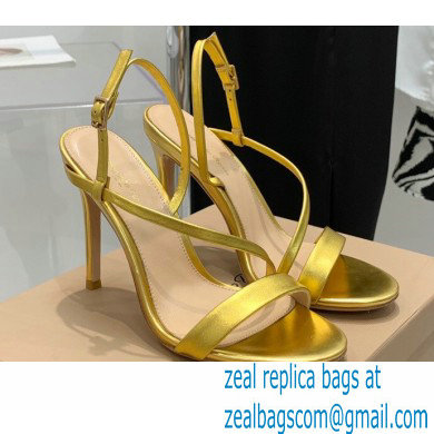 Gianvito Rossi Heel 10.5cm Manhattan Leather Sandals Metallic Gold 2022 - Click Image to Close