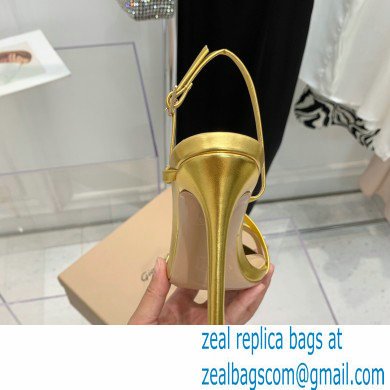 Gianvito Rossi Heel 10.5cm Manhattan Leather Sandals Metallic Gold 2022 - Click Image to Close